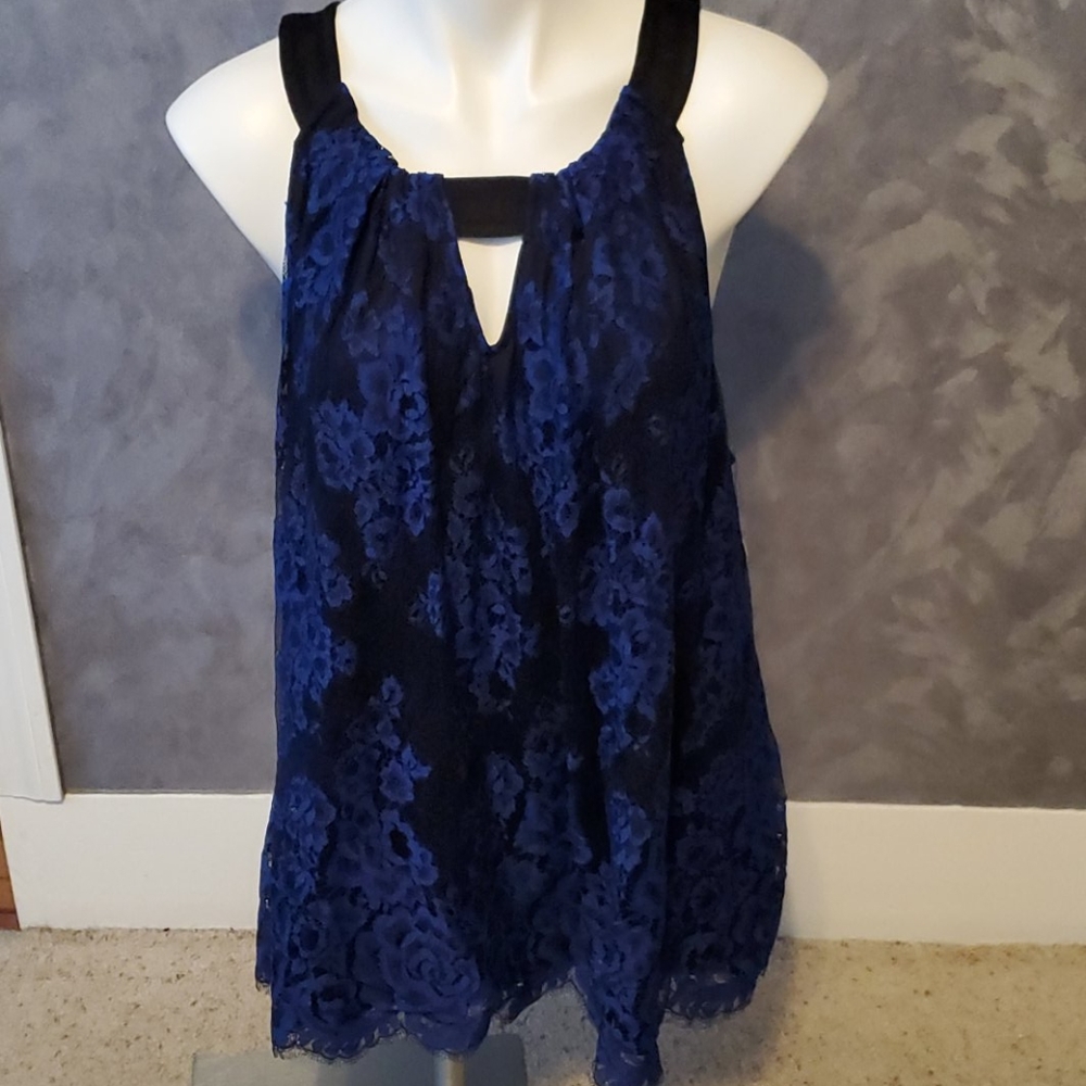 INC Blue Lace Blouse 3X